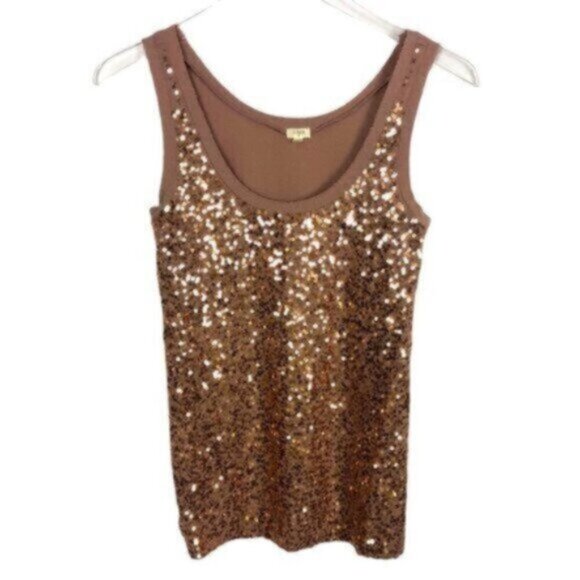 J. Crew | Women's Rose Gold Sequin Sleeveless Tank Top Size XS - Picture 1 of 5